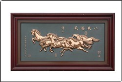 策馬奔騰紫銅浮雕畫