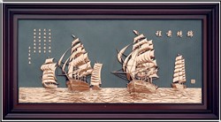 ?錦繡前程一帆風(fēng)順紫銅浮雕